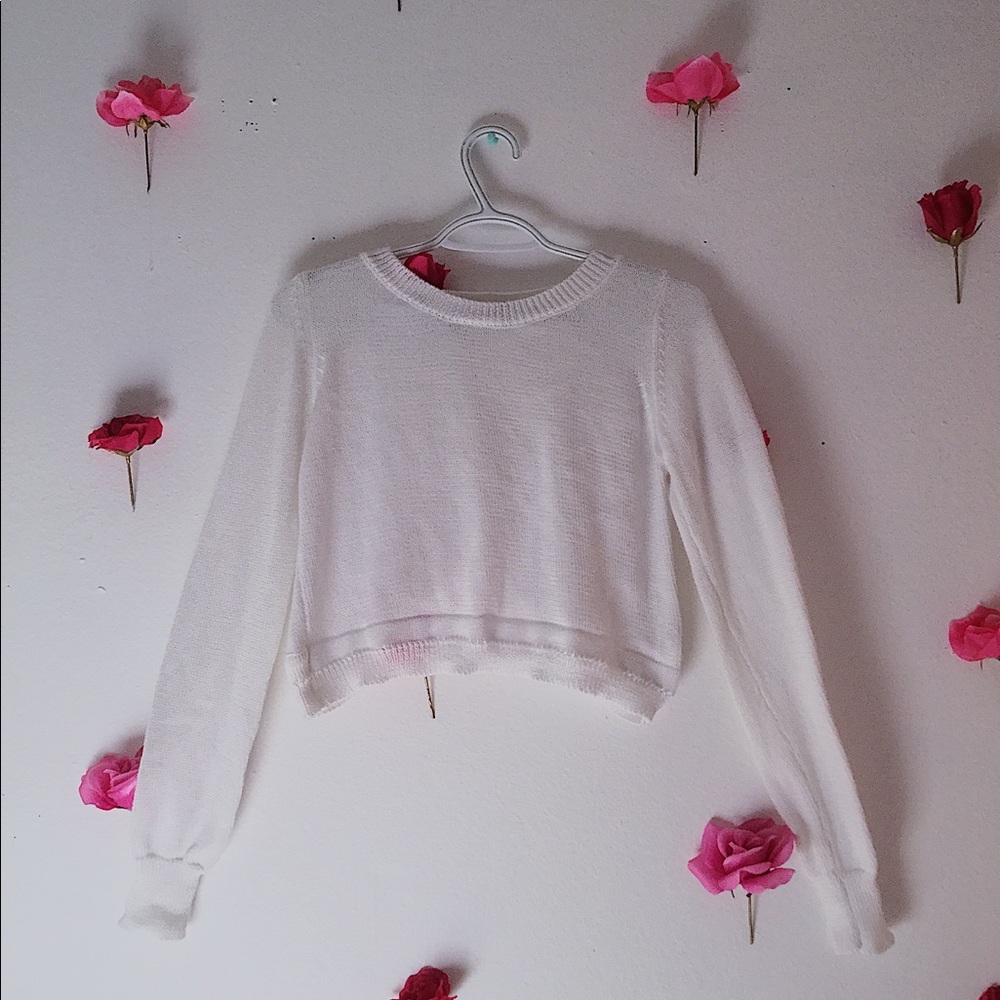 White cropped sweater